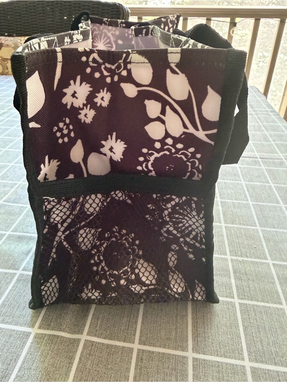 Thirty One Gifts Keep It Caddy Organizing Tote Bag Black Floral Brushstrokes - Picture 9 of 10